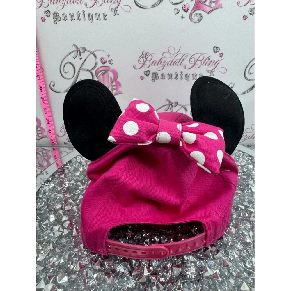 Disney hat ears bright pink black Minnie Pink Baseball Cap with Black Ears